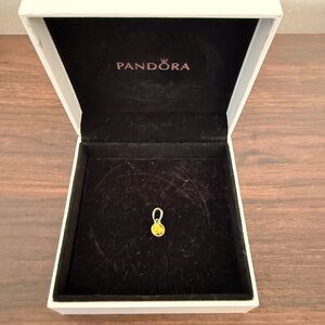 Pandora Yellow Crystal Drop Pendant in Silver